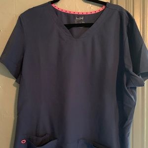 Navy Heart Soul Scrub Top -2XL